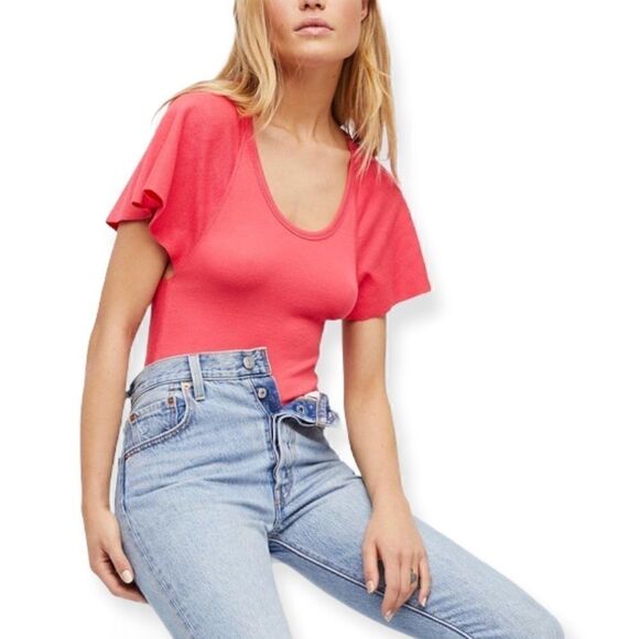 Intimately Free People Byron Ribbed Flutter Sleeves Bodysuit in the Size Small - Picture 11 of 16